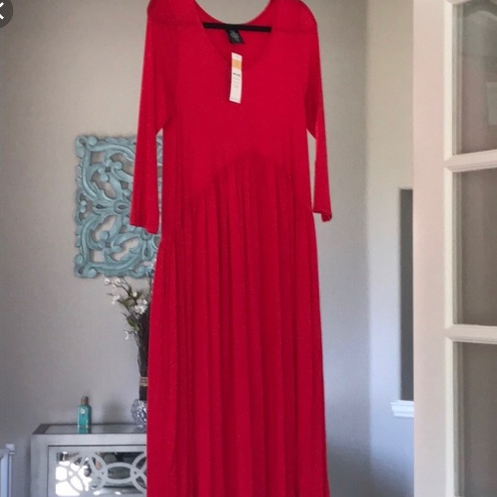 Red midi dress